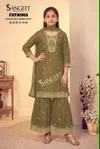 Fathima By Sangeet Vichitra Blooming Silk Kids Girls Wear Kurti Set